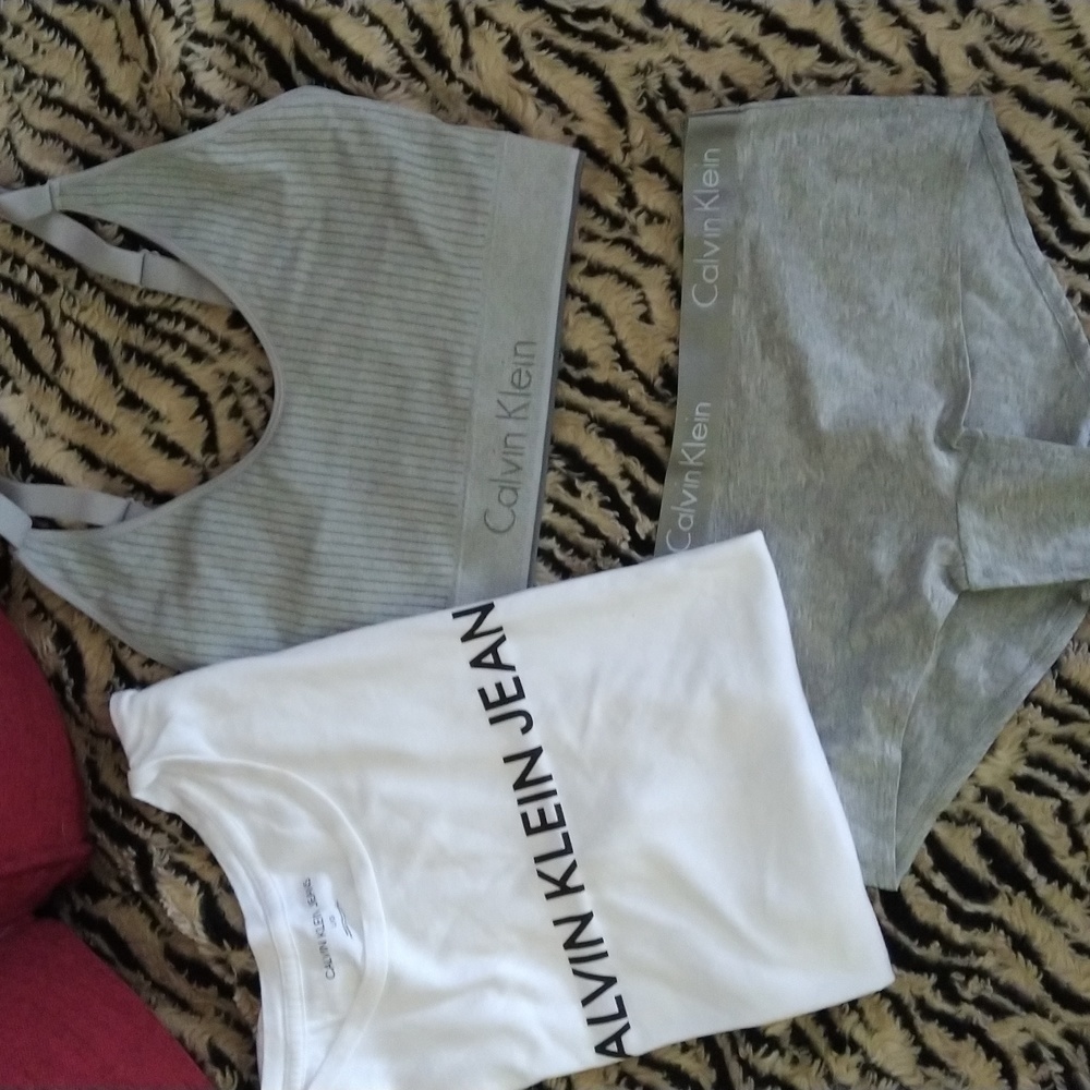 Calvin Klein soft bra, bralette , boy short panties, underwear & t-shirt bundle